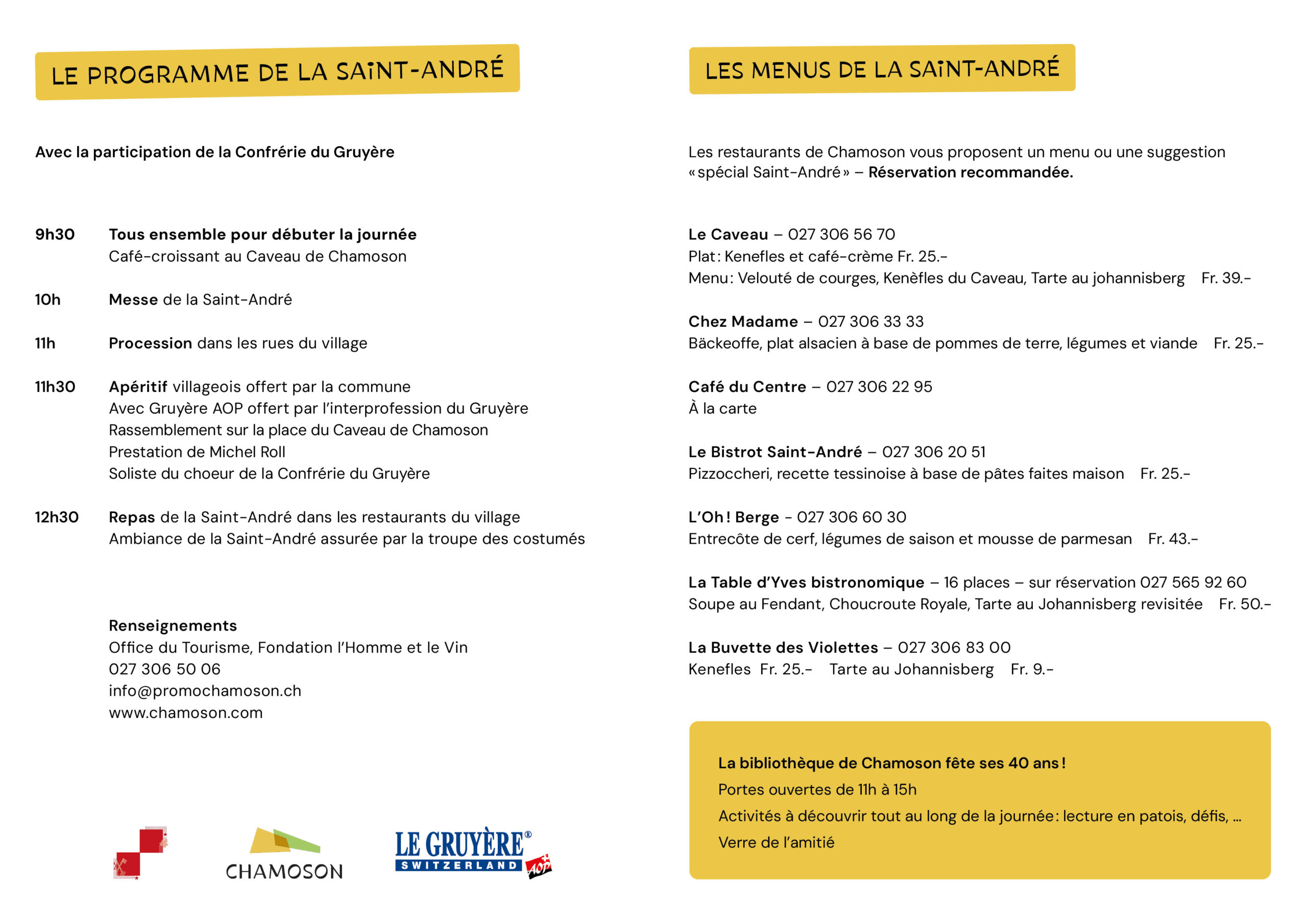 Programme de la Saint-André 2024